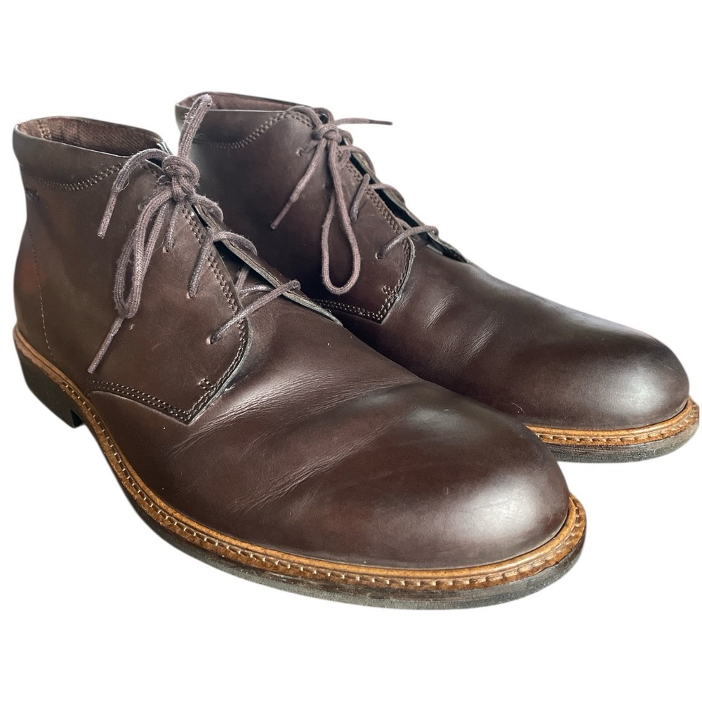 ECCO Men's Findlay Chukka Lace Up Brown Leather Boots Men's  Size 45 / 11-11.5 - Picture 2 of 6